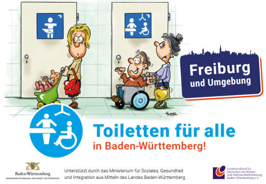 Die meisten Toiletten fr alle gibt es in Freiburg und Umgebung. Rechtzeitig zum Welttoilettentag 2021 wurde die Werbepostkarte mit den Standorten der ffentlichkeit vorgestellt.