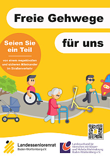 Plakat zur Aktion Geh weg von meinem Gehweg. Grafik: Landesseniorenrat BW